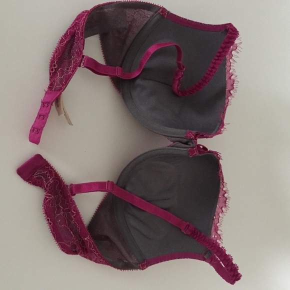 Aerie Emma Bra In fuchsia lace with gold detail - Picture 3 of 4
